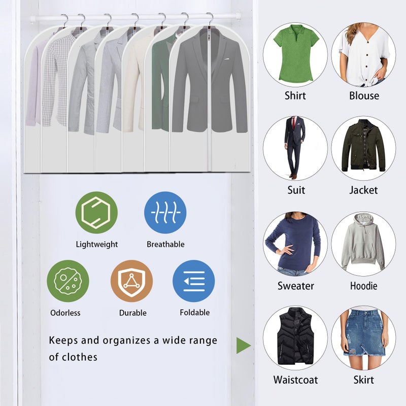VOSIGREEN Dust Proof Clear Garment Bags 7 Piece Set - 40 Inch Translucent Suit Bags with Full-Length Zipper for Closet Clothes Storage and Travel. Bonus: 5 Natural Cedar Ball. - Image 3